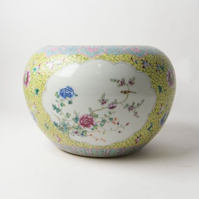 A Chinese 20th Century Famille-rose Bowl-shaped &lsquo;Floral&rsquo; Planter