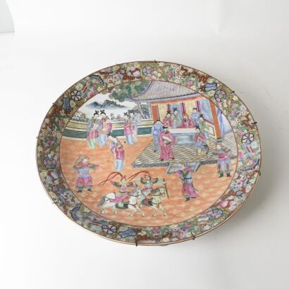 A Large Chinese Canton Famille-rose ' Figural and Story' Charger