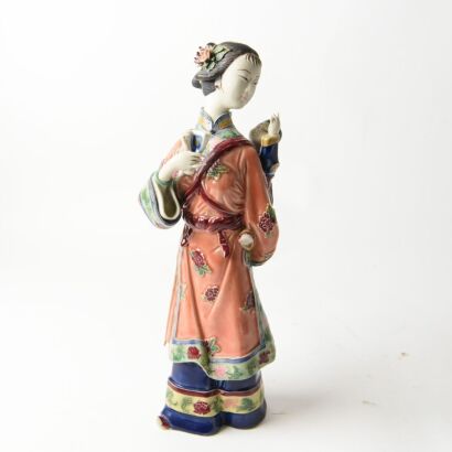 A Chinese Foshan Pottery Lady's Figure