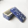 A Chinese Jingdezhen Blue and Whilte Blue-ground' White Floral' Rectangular Stationary Box