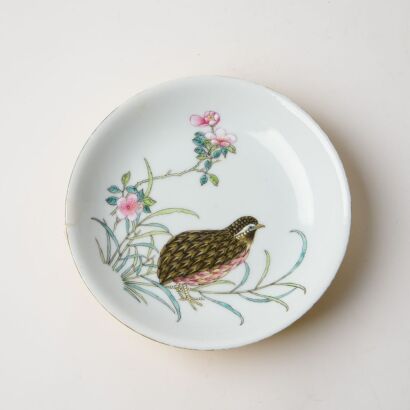 A Chinese Jingdezhen Famille-rose 'Peaceful Living and Prosperity&rsquo; Dish