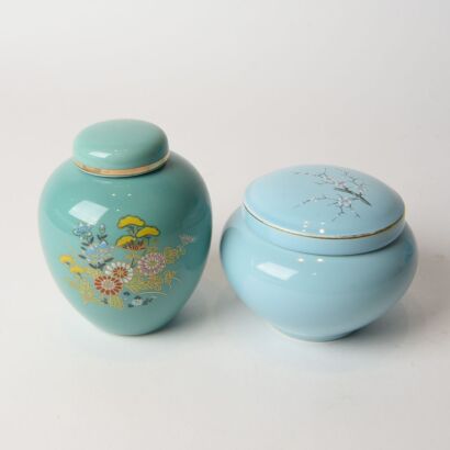 A Set of Two Celadon Jars