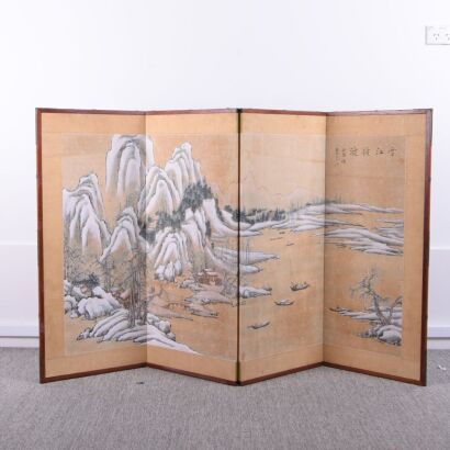 A Chinese Four-paneL&lsquo;landscape&rsquo;Folding Screen