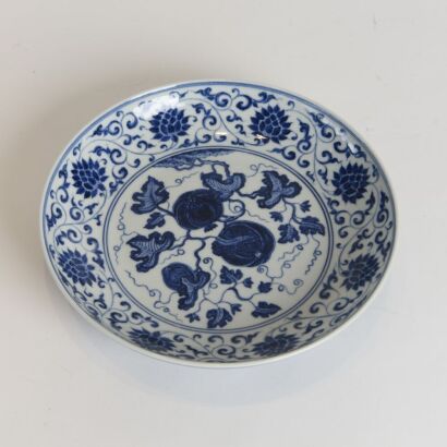 A Chinese Jingdezhen Blue and White 'Fruit and Lotus' Plate
