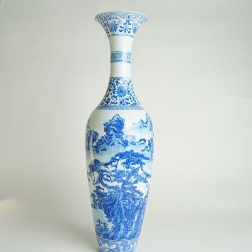 A 20th Century Chinese Blue and White &lsquo;Landscape&rsquo; Egg-shell&rsquo; Vase