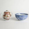 A Japanese 20th Century Blue and White &lsquo;Lady&rsquo; Bowl AND A Kutani Handled 'Bird and Flower' Vase