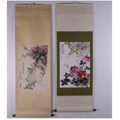 A Set of Two Chinese &lsquo;Bird and Flower&rsquo; Paintings