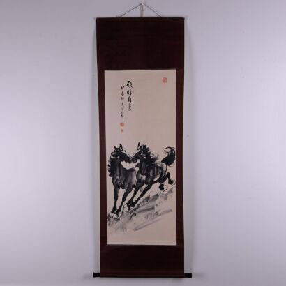 A Chinese Ink &lsquo;Galloping Horses&rsquo; Painting