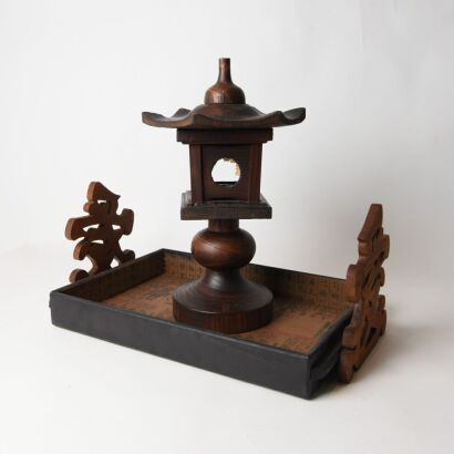 A Group of Three Asian Wooden Decorative Items