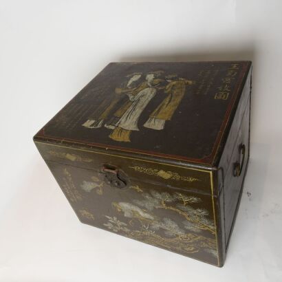 A Chinese Black Lacquer Gilt-decorated &lsquo; Figural&rsquo; Chest