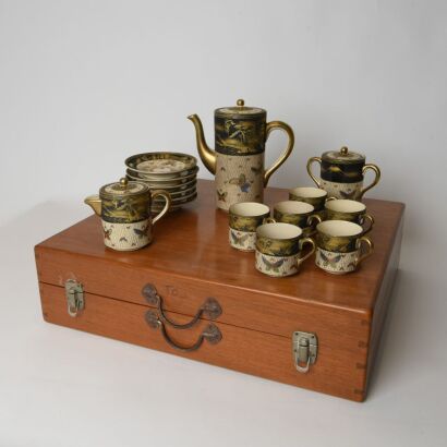 A Set of 20th Century japanese Satsuma 'Butterfly' Coffee Wares