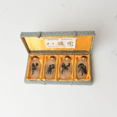 A Group of Four Chinese Inside-painted &lsquo;Galloping Horse&rsquo; Glass Snuff Bottles