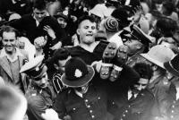 Felix du Plessis (South African captain) is chaired off the field by supporters