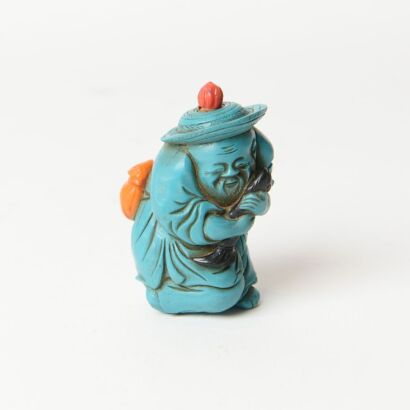 A Chinese Green Turquoise Carved &lsquo;Fisherman&rsquo; Snuff Bottle