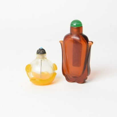 A Set of Two Chinese Glass Snuff Bottles
