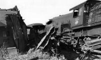 Wreckage of the train collision in which the All Blacks were involved