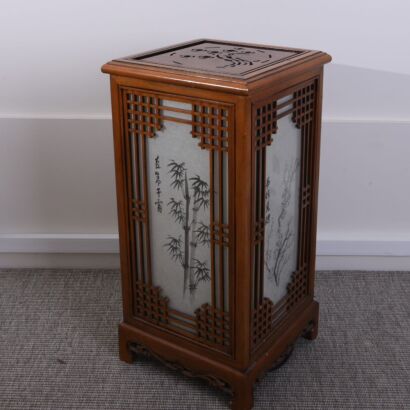 A Chinese 20th Century Rectangular Wooden &lsquo;Floral&rsquo; Lantern Stand
