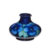 William Moorcroft, Small Pansy Squat Vase in Blue, 1898