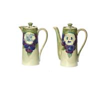 William Moorcroft, Green Pansy Hot Water Jug and Coffee Pot, C. 1915