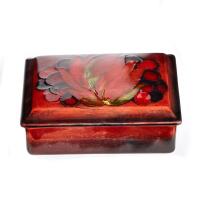 William Moorcroft, Berries and Leaves Flambe Cigarette Box, C.1930