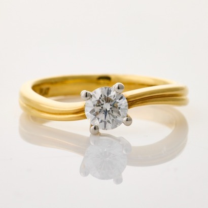 18ct Yellow Gold, Modern, .50ct Diamond Ring - Near new