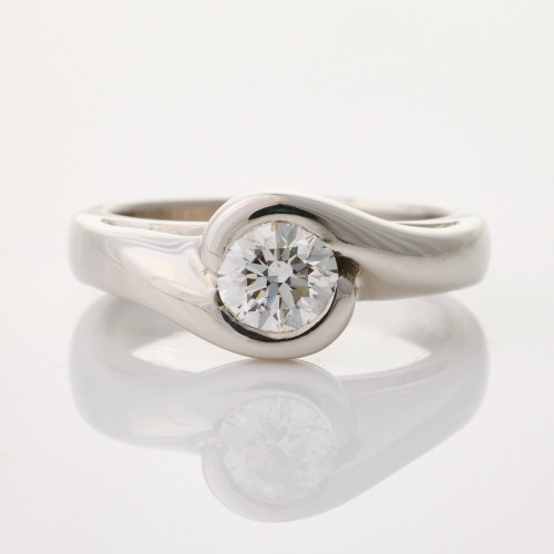 18ct White Gold, Modern, .57ct Diamond Ring - Near new