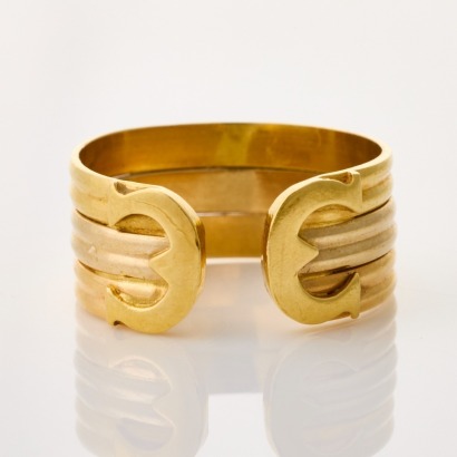 18ct Bi-Tone Gold, Open Ring, Size N 1/2