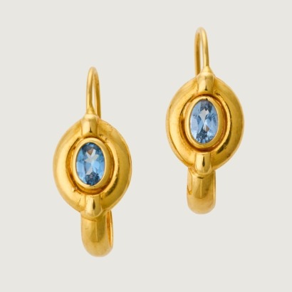 18ct Yellow Gold, Synthetic Spinel Drop Earrings