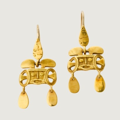 Franco Groppi, 'El Dorado' Collection, 18ct Yellow Gold 'Tunyo' Drop Earrings