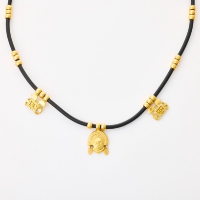 Franco Groppi, 'El Dorado' Collection, 18ct Yellow Gold / Rubber 'Tunyo' Necklace