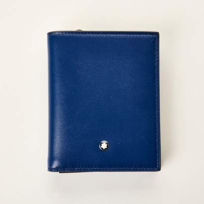 Montblanc, Meisterst&uuml;ck, Black / Blue Leather Compact Wallet, with Box - As new