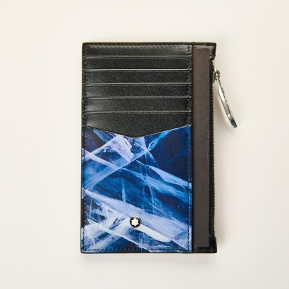 Montblanc, Meisterst&uuml;ck Selection, Black / Blue Leather Glacier Pocket Eight Credit Card Holder with Zip, with Box - As new