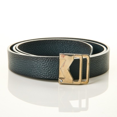 Montblanc, Sfumato Blue Leather, M Buckle Belt, with Box - As new