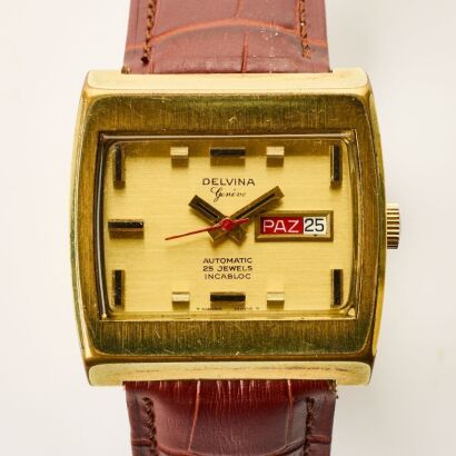 Gold Plated, 36.5mm Delvina Compressor II Automatic Wristwatch, circa 1972
