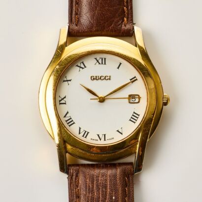 Gold Plated Steel, 35mm Gucci 5400M Quartz Wristwatch, circa 1990's