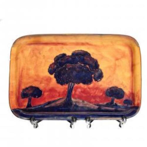 William Moorcroft, Eventide Landscape Tray, 1925