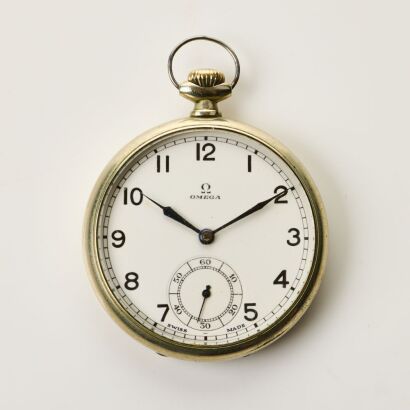 Nickel Plated Steel Cased, 48mm OMEGA Pocket Watch, circa 1936