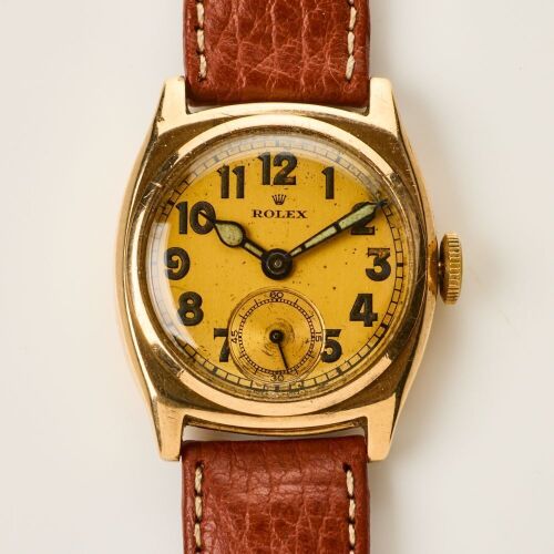 9ct Yellow Gold, 29mm Rolex Super Balance Cushion Shaped Hand-Wound Wristwatch, circa 1937