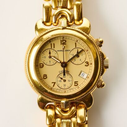 Gold Plated, 37.5mm Universal Gen&egrave;ve, Corporate Chronograph Quartz Wristwatch, circa 1990's