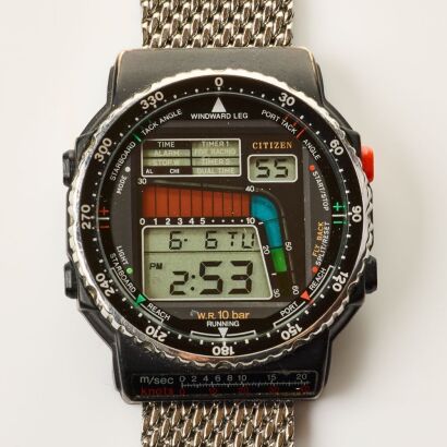 Rare, Black Carbon Coated, Citizen D120 Digital "Windsurfer" Wristwatch, circa 1987