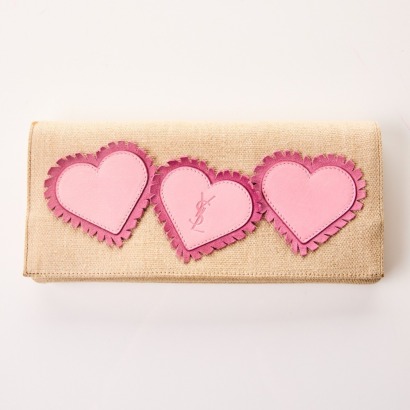 Yves Saint Laurent, Beige Fabric Love Clutch