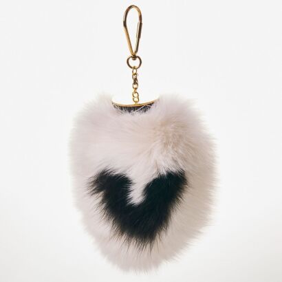 Louis Vuitton, Black / White Fox Fur Bag Charm, with Box