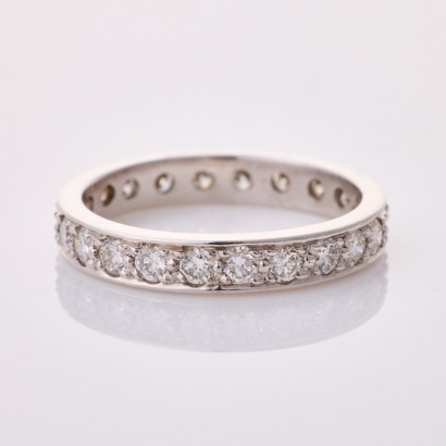 18ct White Gold, Modern, 1.20ct Diamond Set Eternity Band, Size N 1/2