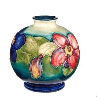William Moorcroft, Clematis Spherical Vase, C. 1930