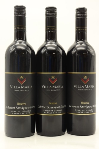 (3) 2018 Villa Maria Reserve Cabernet Sauvignon - Merlot, Gimblett Gravels