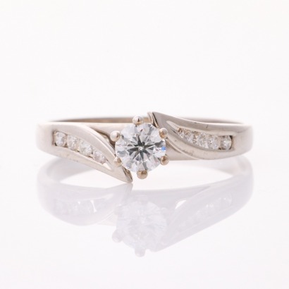 18ct White Gold, Modern, Brilliant Cut .51ct Diamond Ring