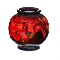 William Moorcroft, Small Round Flambe Orchid Vase, C.1930