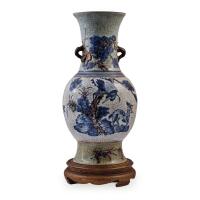 A 19th Century Chinese Underglaze Blue and Copper Red Vase decorated with pine and crane pattern (Chenghua Nian Zhi Mark)