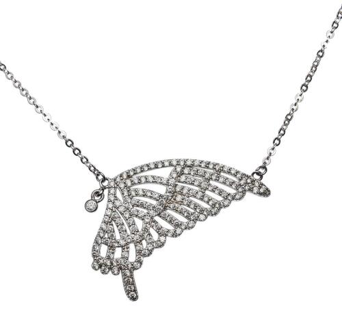 Silver CZ Butterfly Pendant
