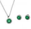 Dyed Green Quartz and CZ Earrings and Necklace Set